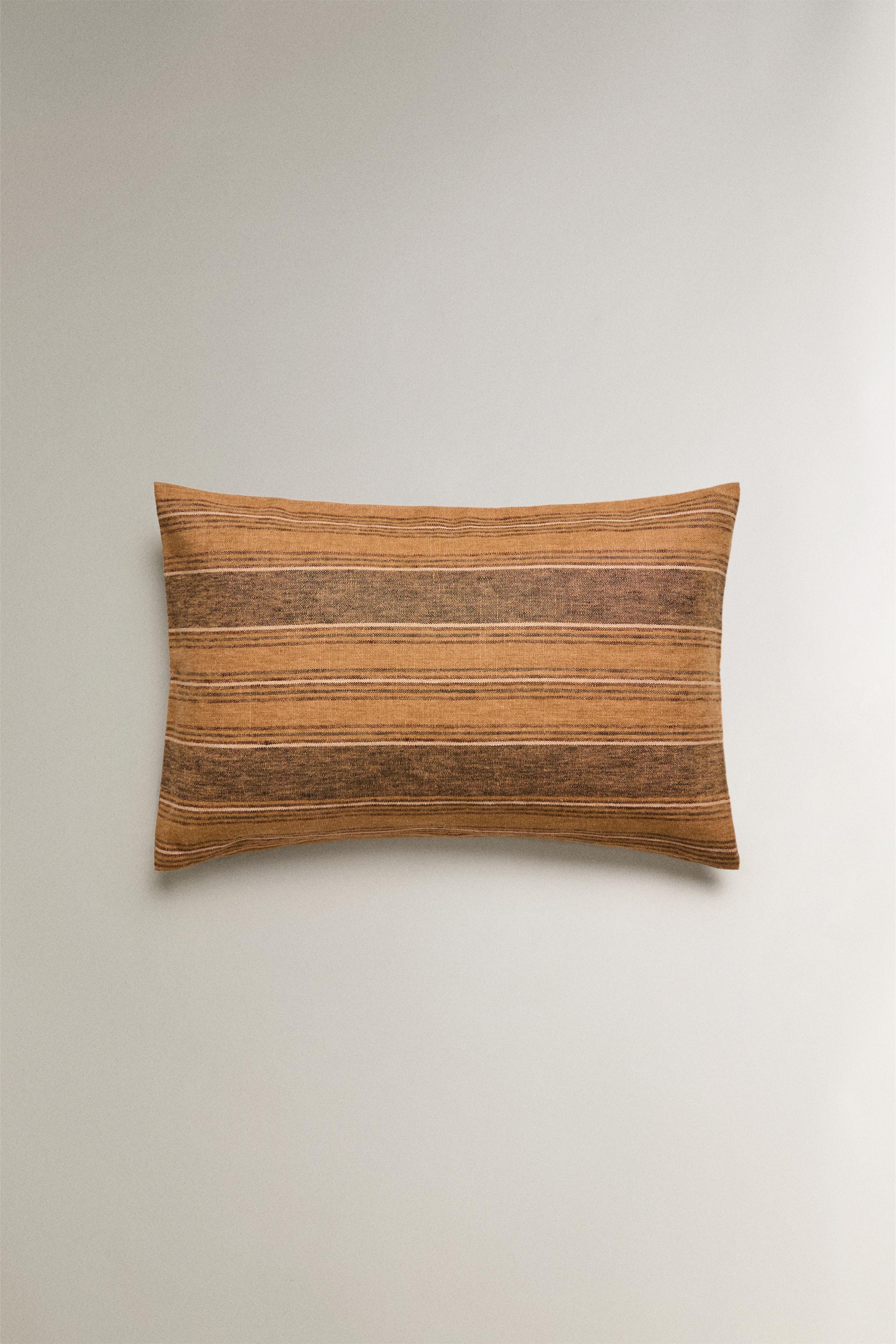 HOUSSE DE COUSSIN LIN RAYURES